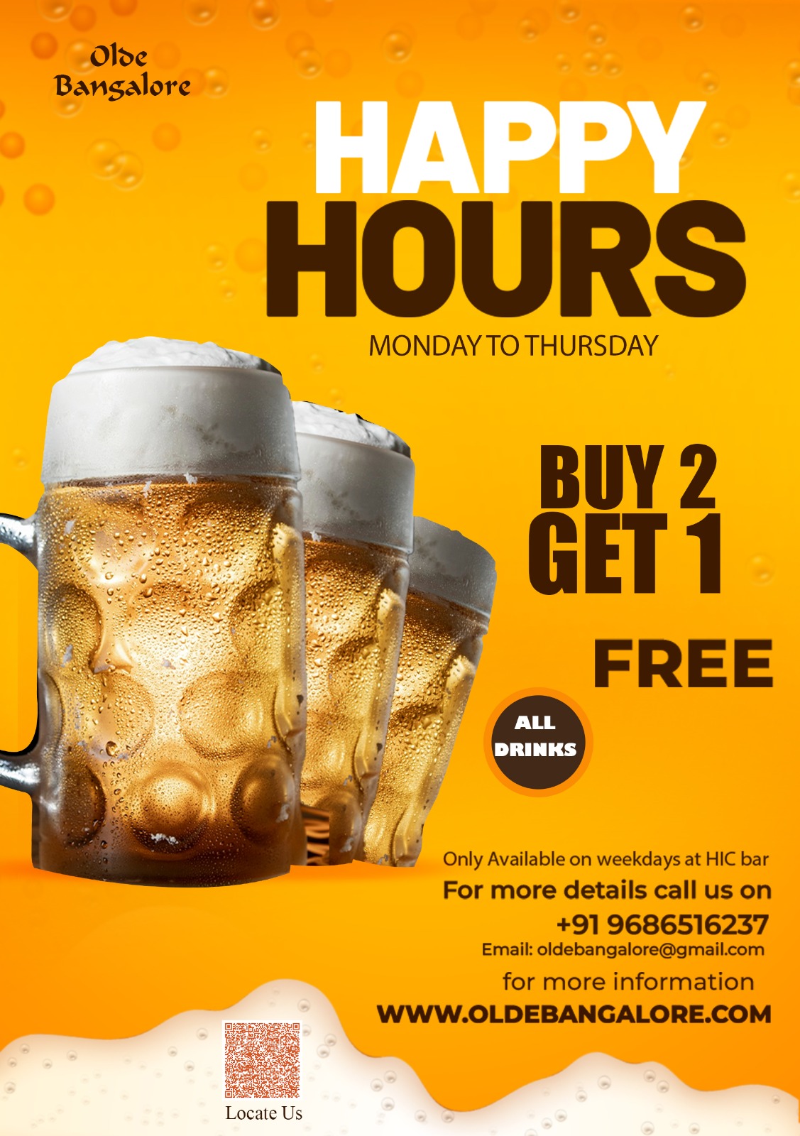 Happy Hours HIC Pub Lounge Monday to Thursday Buy 2 Get 1 Free