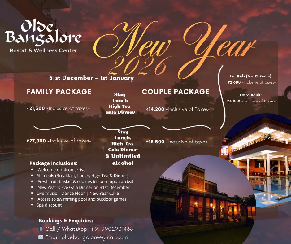 New Year Stay Package Bangalore Resort 2026 NYE Offer